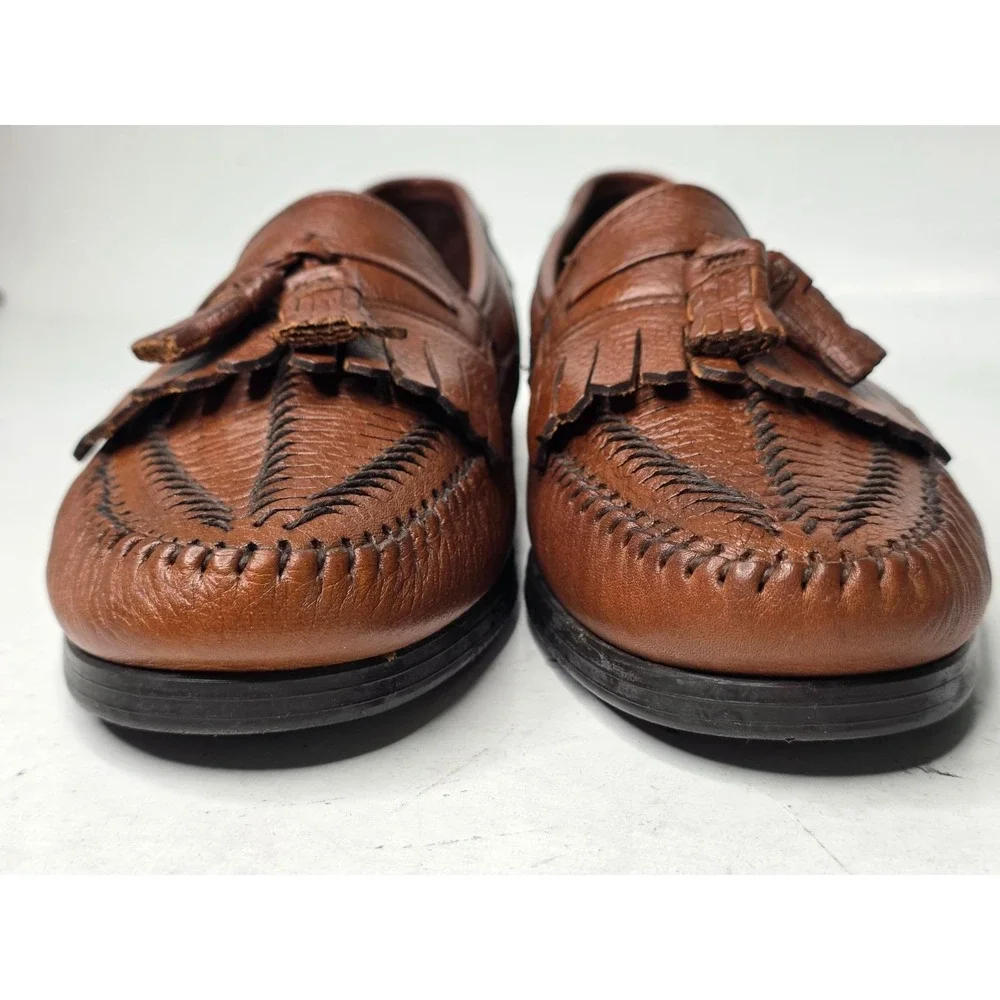 Dexter Shoes Men's Loafers Size‎ 9.5 M Brown Leather Tassel Kiltie Shoes USA VTG